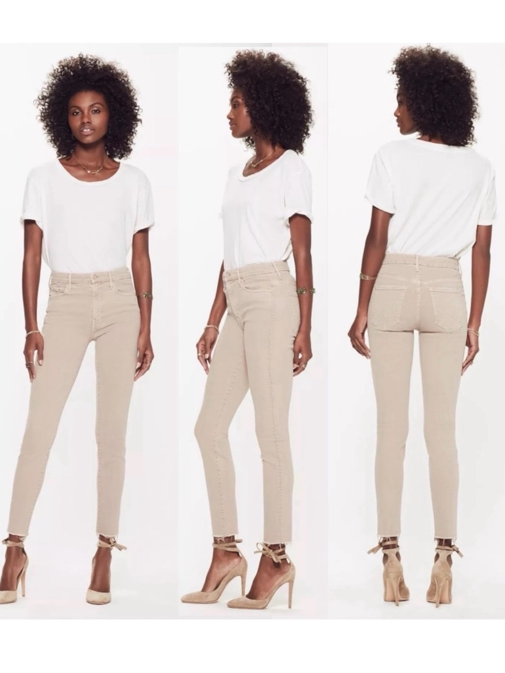 Mother Denim Jeans The Looker Ankle Fray A Run in the Park Hazelnut 25 Khaki